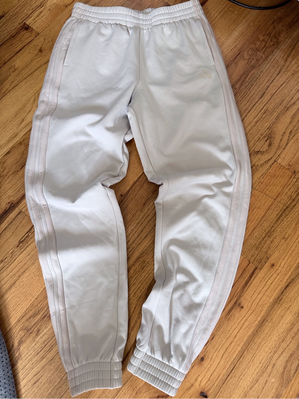 adidas White Kids Jogger Sweatpants with Side Stripes